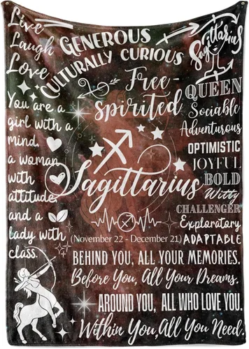 Miniatura 10 de Huglanket Regalos de Constelación del Zodiaco para Mujeres, Regalo de Cumpleaños del Signo Zodiacal con Mensaje Manta de Franela (50" x 65") - Aries