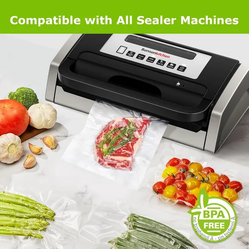 Miniatura 5 de Bonsenkitchen [2025 Actualizado] 3 Rollos 27,94 cm x 4,88 m + 3 Rollos 20,32 cm x 4,88 m Bolsas Selladoras al Vacío para Alimentos con Caja