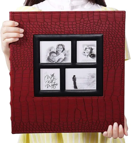 Vienrose Álbum de fotos para 600 fotos de 4 x 6 pulgadas, cubierta de piel, capacidad extra grande para bodas, bebés y vacaciones Rojo
