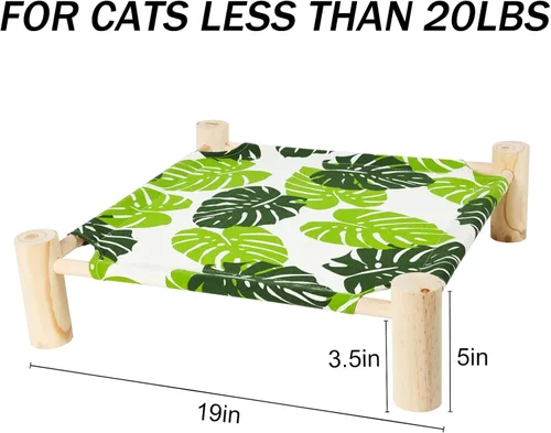 Miniatura 4 de Patas Lague Cama y Hamaca para Perros Pequeños, Cama de Madera Transpirable para Gatos, Conejos y Mascotas, Cama ElevadA de Enfriamiento para Hoja