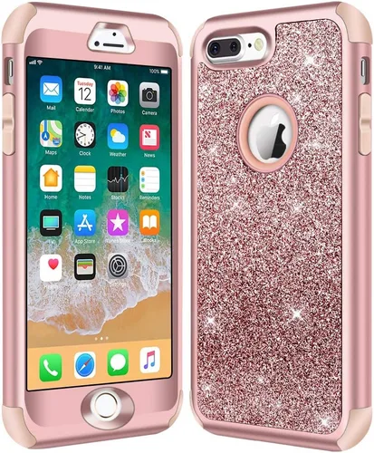 Miniatura 6 de Hython Designed for iPhone 8 Plus, iPhone 7 Plus Case, Heavy Duty Defender con brillantina, carcasa rígida híbrida, a prueba de golpes, goma