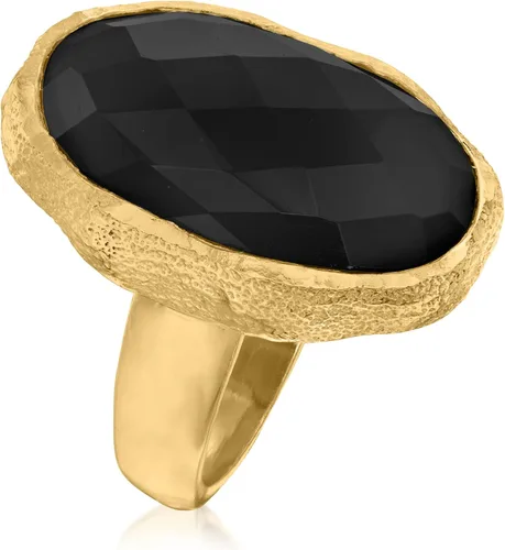Miniatura 3 de Ross-Simons Anillo de ónix negro en oro de 18 quilates sobre plata esterlina