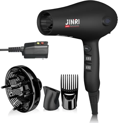 JINRI - Secador de pelo 1875W Difusor para salón y uso personal, potente, secado rápido con difusor, peine y boquilla para mujeres y hombres,