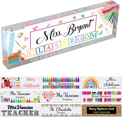 Miniatura 9 de Placa de nombre personalizada para escritorio de profesor para aula, placa de identificación personalizada para escritorios, placa de escritorio