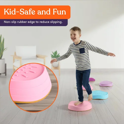 Miniatura 3 de Special Supplies Stepping Stones for Kids, 5 Balance Indoor and Outdoor Blocks Promote Coordination, Balance, Strength, Child Safe Rubber, Non-Slip