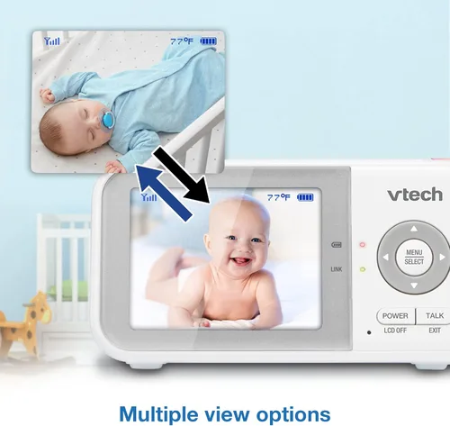 Miniatura 6 de VTech VM923-2 Monitor de bebé, pantalla de 2.8 pulgadas, rango de 1000 pies, panorámica-inclinación-zoom, visión nocturna, audio de 2 vías, sensor