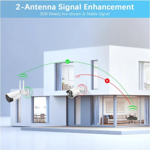 Miniatura 7 de WEILAILIFE 【Audio bidireccional y antena dual mejorada】 Sistema de cámara de seguridad inalámbrica para exteriores con visión nocturna de 27.4