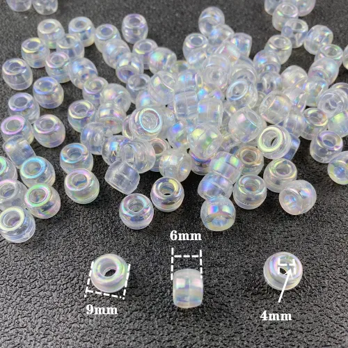 Miniatura 2 de 300 Piezas Cuentas de Pony Colores AB Cuentas Espaciadoras Acrílicas para Manualidades DIY Trenzas Pulsera Fabricación de Joyas
