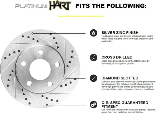 Miniatura 3 de Hart Brakes Kit Frenos y Rotores Delanteros Pastillas de Freno Delantero Rotores y Pastillas de Freno Pastillas y Rotores de Freno Cerámicos