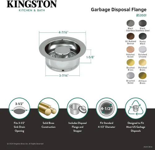 Miniatura 5 de Kingston Brass BS3003 Hecho a juego con brida de eliminación de basura, latón antiguo