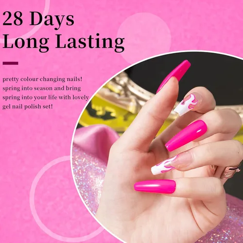 Miniatura 4 de MAYCHAO Esmalte de uñas de gel rosa intenso de 0.5 onzas líquidas, 1 unidad de esmalte de gel rosa brillante, esmalte de uñas que se absorbe con luz