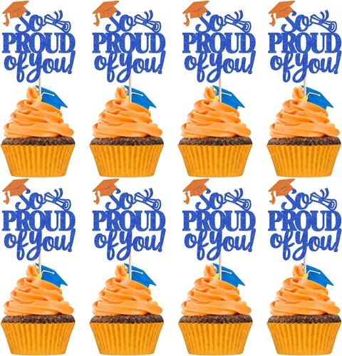 Miniatura 59 de Paquete de 24 adornos para cupcakes de clase 2025 con purpurina 2025 para diploma de graduación 2025 para cupcakes temáticos de graduación 2025