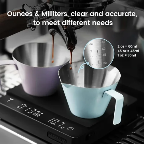 Miniatura 6 de MHW-3BOMBER Taza medidora de café expreso con taza de salsa de 3 onzas, taza de café expreso, taza de vertido de acero inoxidable para salsa