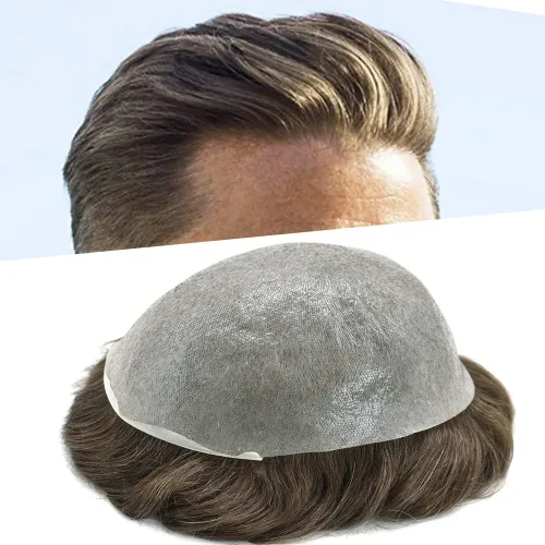 Miniatura 46 de Toupee Hair for Men Hair Piece 0.002 in Ultra Thin Skin Mens Toupee Sistema de reemplazo de cabello humano para hombres, prótesis capilar
