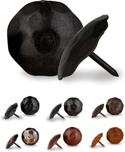 Miniatura 10 de Paquete de 25 clavos decorativos de 1,25 pulgadas de cabeza redonda grande – oxidados – sujetadores rústicos redondos hechos a mano para persiana