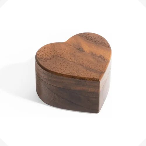 Miniatura 6 de Caja de anillo de madera de nogal en forma de corazón, organizador de pecho de joyería, aretes, moneda, caja de presentación de madera, caja