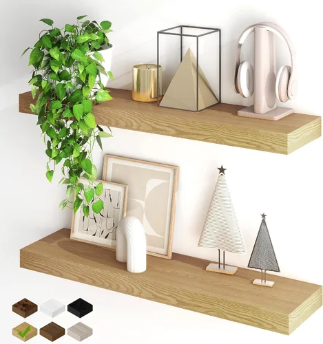 Miniatura 14 de Fun Memories Estantes flotantes para pared, estantes flotantes de 48 pulgadas de largo, juego de 1, estante colgante con soportes invisibles
