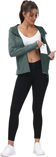 Miniatura 93 de TBMPOY Chaquetas con capucha y protección solar UPF 50+ para mujer, ligeras, de manga larga, para senderismo, exteriores, con cremallera completa