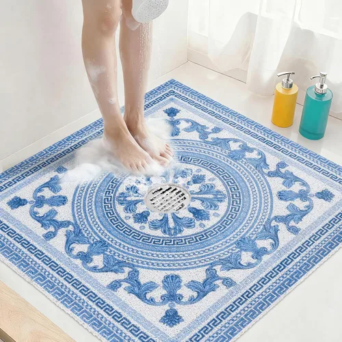Miniatura 9 de Tapete de ducha cuadrado antideslizante: 24 x 24 pulgadas, extra grande, con orificio de drenaje en el medio, tapetes de ducha antideslizantes