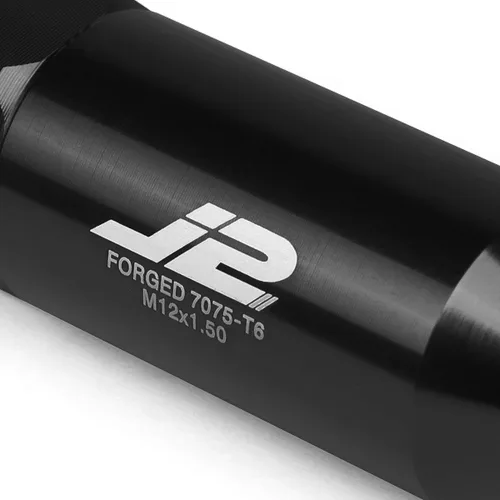 Miniatura 3 de J2 Engineering Juego de 20 piezas de tuercas de orejeta de aluminio 7075 de extremo abierto alto M12 x 1.5 con adaptador de dado, negro, se ajusta a