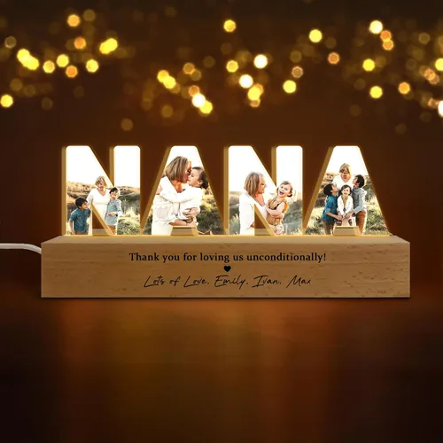 Miniatura 9 de Luz nocturna LED personalizada con collage de fotos, foto personalizada con cualquier cita y nombre, Navidad, amistad, regalos de cumpleaños