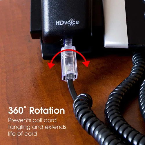 Miniatura 2 de Power Gear Desenredador de cable telefónico, rotación de 360 grados sin enredos, enchufe al teléfono fijo, para uso en el hogar u oficina, todas
