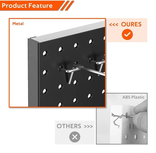 Miniatura 4 de Ultrawall 4 piezas de paneles de pared de tablero de clavijas de metal, tableros de clavijas para almacenamiento de herramientas de garaje Negro