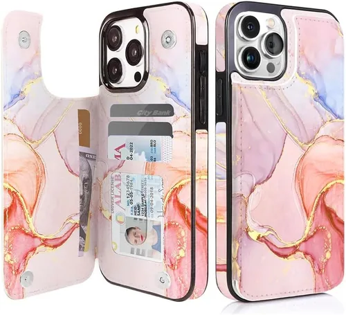 Miniatura 25 de uCOLOR Funda compatible con iPhone 15 de 6.1 pulgadas con ranura para tarjetero, función atril, doble cierre magnético y bloqueo RFID, funda de 6.1