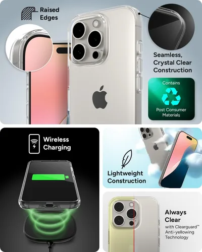 Miniatura 5 de ZAGG Crystal Palace Lite - Funda para iPhone 16 Pro, ultrafina, máxima protección contra caídas con refuerzo de grafeno, tecnología antiamarilleo