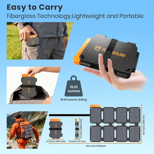 Miniatura 3 de FlexSolar Cargador de panel solar portátil de 25 W con puertos USB-A y USB-C. 0.8 libras, IP57 impermeable y a prueba de polvo, panel solar plegable