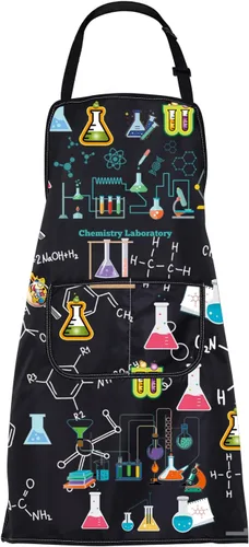 CMNIM Delantal de laboratorio de química, regalos de química para profesores, estudiantes, delantal de laboratorio de química con bolsillos, regalos
