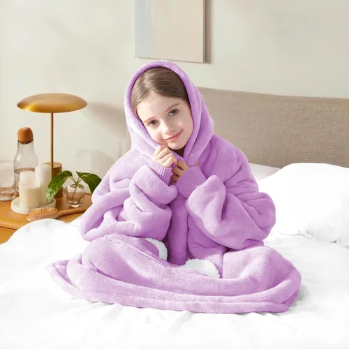 Miniatura 2 de Touchat - Sudadera con capucha de estilo manta, sudadera con capucha de sherpa de gran tamaño con bolsillo y mangas, cobija de felpa súper suave