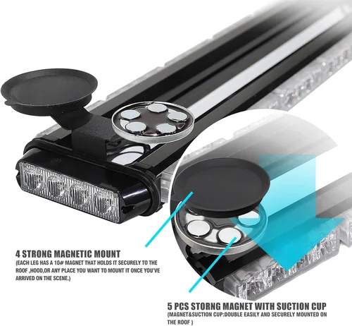 Miniatura 6 de WINECO - Barra de luces estroboscópicas LED ámbar de 29.5" para techo, doble cara intermitente, luz de emergencia, señal de peligro, advertencia