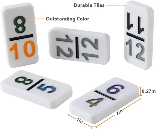 Miniatura 5 de Homwom - Juego de Mexican Train Dominó, carretas hasta el número 12 con caja de aluminio