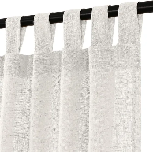 Miniatura 12 de Turquoize Cortinas traslúcidas de lino natural con pestaña superior de 63 pulgadas, cortinas filtrantes de luz y cortinas para sala de estar