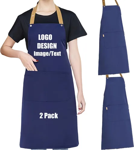 Miniatura 17 de Delantal personalizado personalizado Ropa de trabajo tela para hombres mujeres cocina delantales con bolsillos nombre texto logotipo imagen