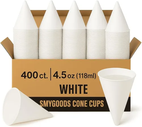 Miniatura 8 de Vasos desechables de papel blanco (paquete de 50-4.5 onzas) ecológicos, a prueba de fugas, ideales para eventos, enfriadores de agua, hidratación