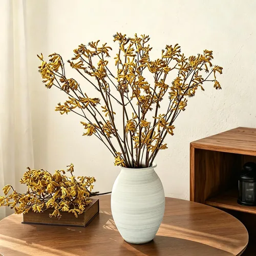 Miniatura 3 de GeLive Jarrón de cerámica bulbosa blanca mate texturizada de 9 pulgadas, cerámica rústica hecha a mano, estilo bohemio, Wabi Sabi, centro de mesa
