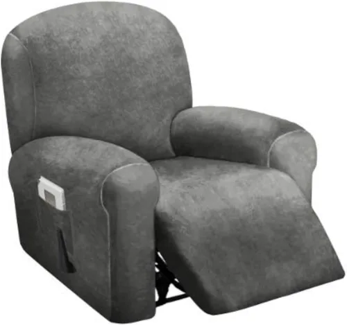 Miniatura 12 de ULTICOR Funda reclinable de terciopelo para sofá reclinable de 4 piezas, 1 asiento, fundas elásticas de terciopelo para sofá reclinable de 1 cojín