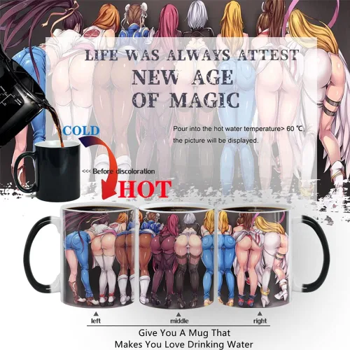 Miniatura 2 de Taza de café divertida, regalos de elefante blanco para adultos, taza de café de belleza de anime, taza que cambia de color (11 onza), regalos
