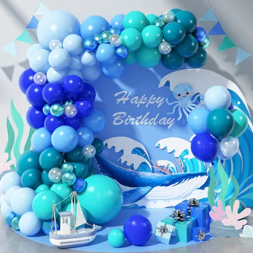 Miniatura 12 de Kit de guirnalda de arco de globos tropicales de verano, 141 globos de látex de color rosado intenso, verde lima, naranja, azul pizarra y amarillo