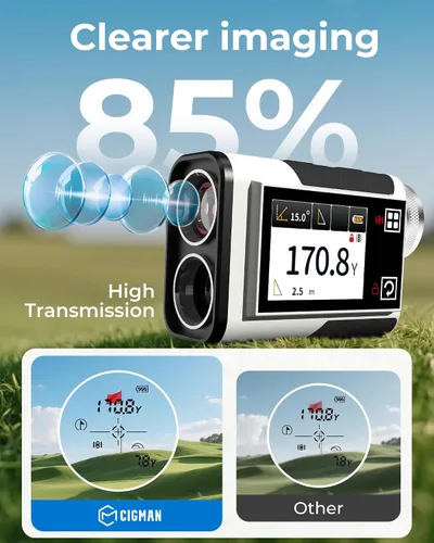 Miniatura 5 de Telémetro de Golf con Pendiente, CIGMAN 1312 Yardas Telémetro de Golf, Pantalla Táctil Externa a Color de 2.4 Pulgadas, Vibración de Bloqueo