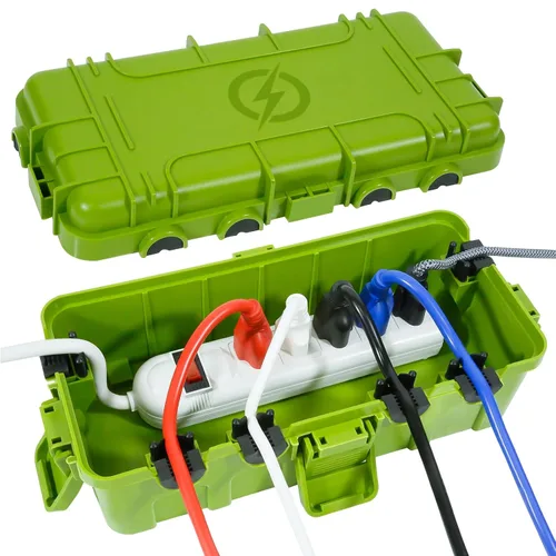 Miniatura 8 de Caja eléctrica mediana para exteriores (11.6 x 5.2 x 4.1 pulgadas), cubierta de cable de extensión impermeable IP54 con entrada de 6 cables, caja