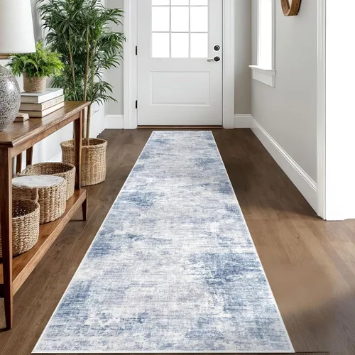 Miniatura 211 de IOHOUZE Alfombra pequeña abstracta de 2 x 3 pies, alfombra de entrada lavable para entrada interior, alfombras con respaldo de goma, alfombra gris