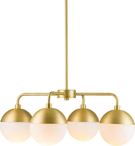 Miniatura 2 de Linea di Liara Novara - Candelabros dorados de 4 luces para comedor, lámpara sobre mesa, globo de vidrio, iluminación colgante de cocina, lámpara