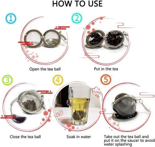 Miniatura 3 de 2 coladores de té, infusores de té de malla de acero inoxidable, amatista y cristal blanco con colgante de luna de cristal blanco, filtro de té