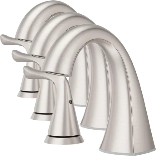 Miniatura 19 de Grifo Pfister Willa para lavabo de baño, 8 pulgadas de separación amplia, 2 manijas, 3 orificios, certificado NSF, acabado dorado cepillado, Oro