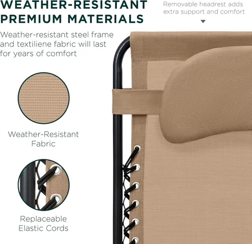 Miniatura 5 de Best Choice Products - Silla de gravedad cero de gran tamaño Canela