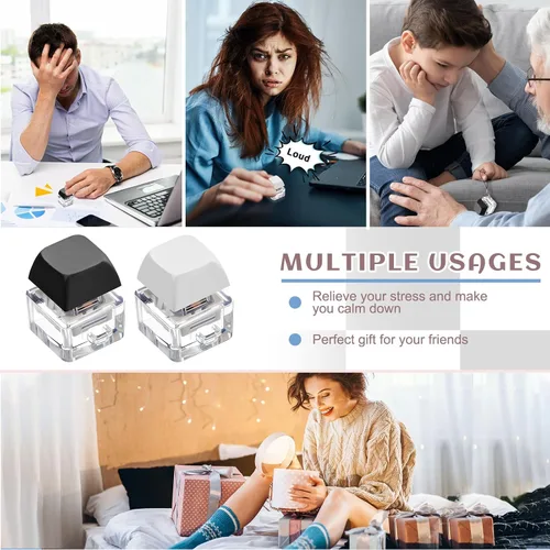 Miniatura 7 de Taiyin - Llavero de juguete con teclado clicker, juguete de descompresión con botón, llavero antiestrés, regalo para adultos para pasar el tiempo