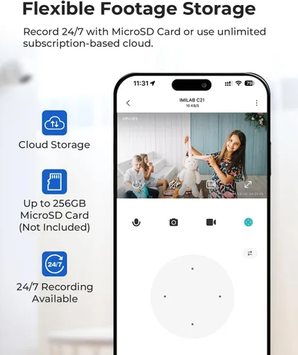 Miniatura 8 de IMILAB Cámara interior de 2.5K, cámara de habitación para dormitorio, perro/mascota/bebé/niñera con aplicación Xiaomi Home, cámara de seguridad